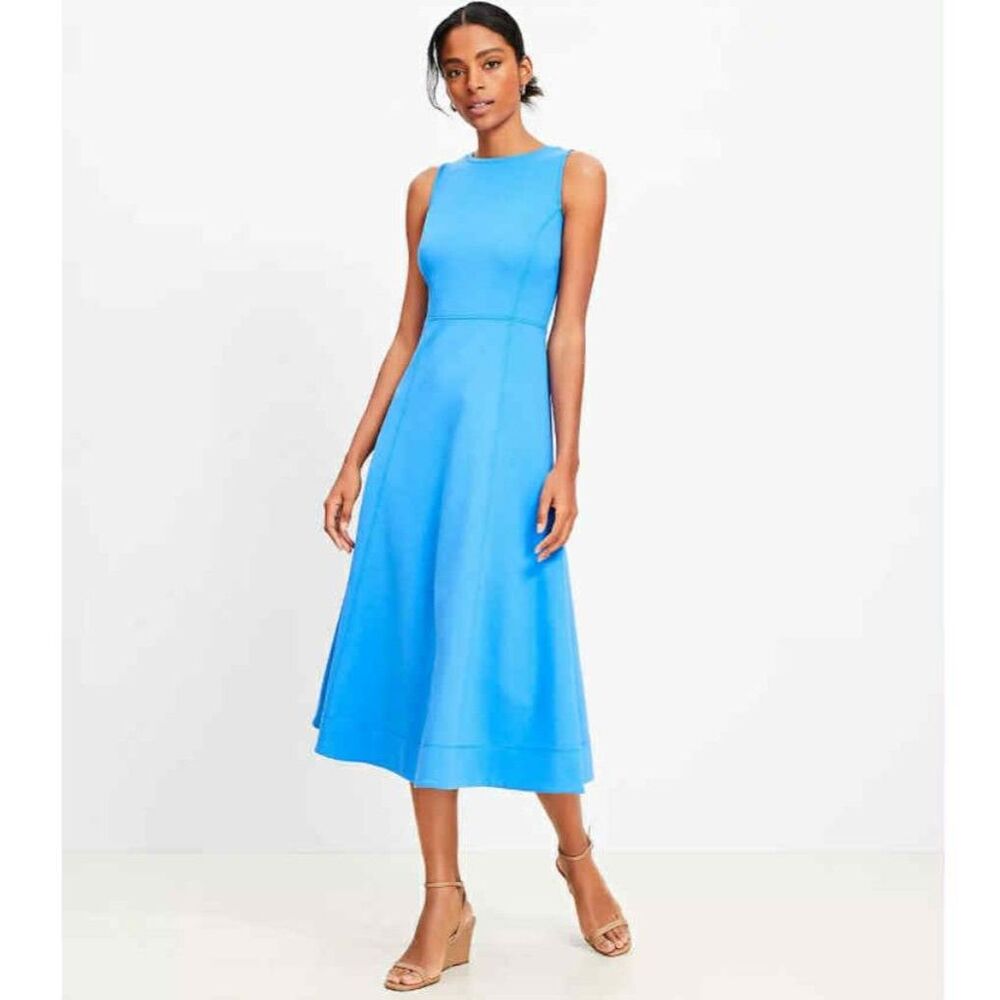 LOFT | NWOT Ponte Seamed Tank Midi Dress in Cobalt Blue | Size 6